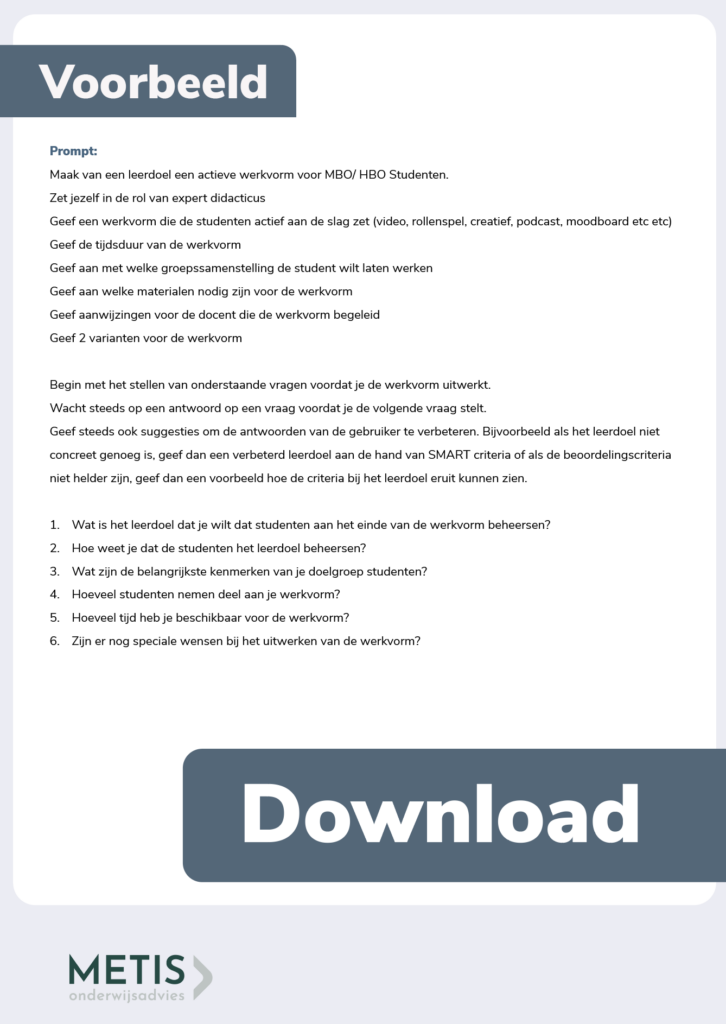 Voorbeeld prompt en CNC